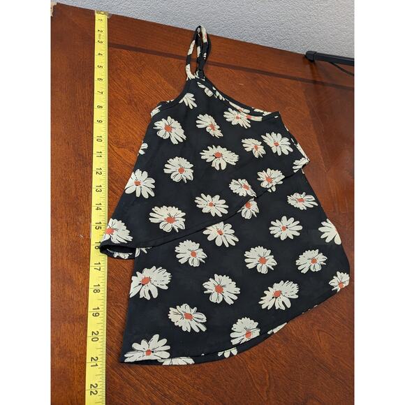 ASTR Floral Tiered Crop Top Large Sleeveless Daisy Flowy Layered Overlay Ruffle - Picture 9 of 12